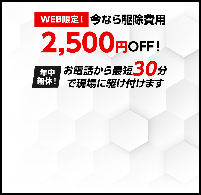 最短30分で駆けつけます！